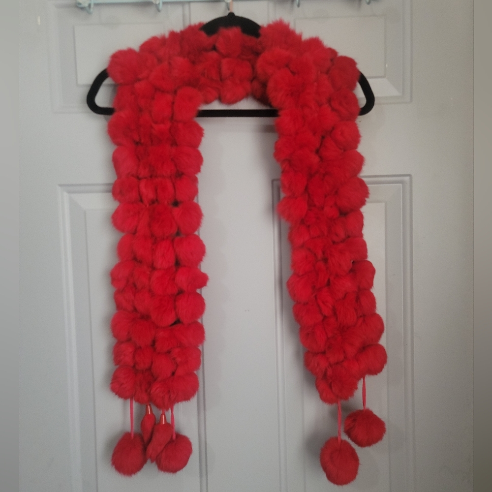 Red Real Rabbit Fur Scarf